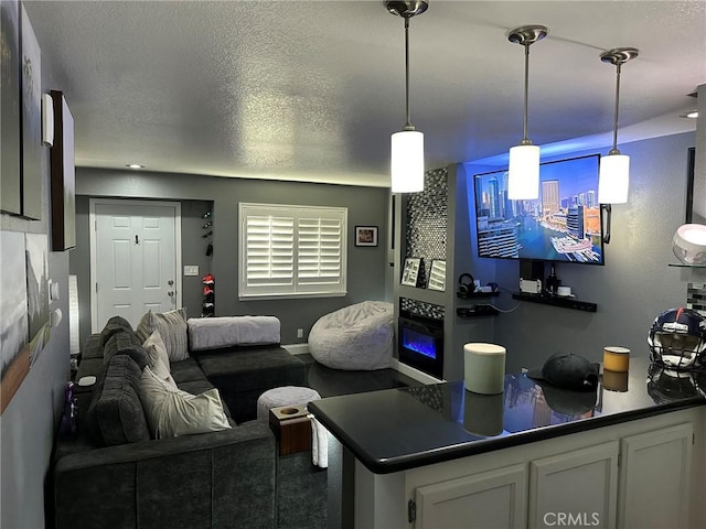 interior space featuring a textured ceiling