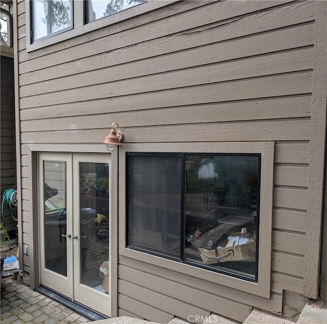exterior details featuring french doors