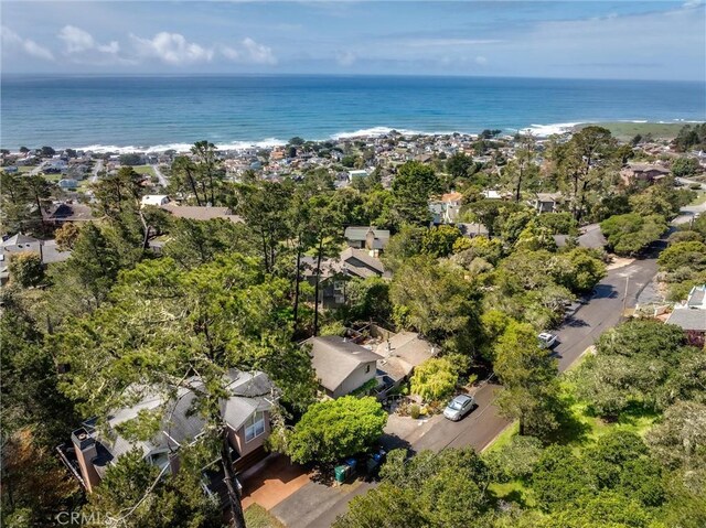 bird's eye view with a residential view and a water view