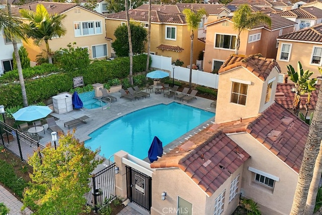 199 Las Flores, Aliso Viejo, CA 92656 - community pool with a residential view, a patio, and a gate
