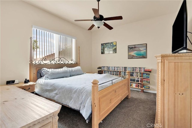 19547 Valley Ct, Apple Valley, CA 92308 - bedroom featuring dark carpet and a ceiling fan