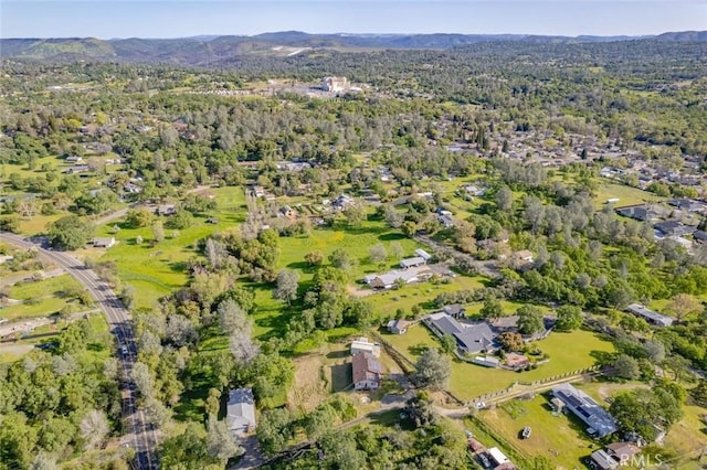 bird's eye view with a mountain view