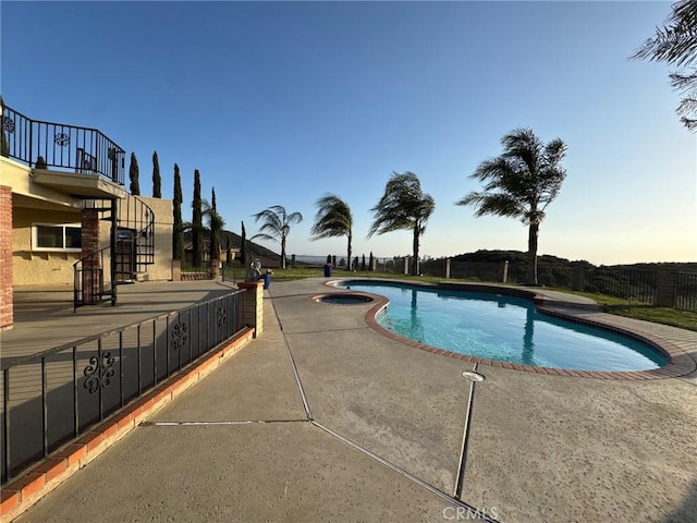 11901 Sunset Ridge Dr, Yucaipa, CA 92399 - view of pool with a patio area, stairs, and a pool with connected hot tub