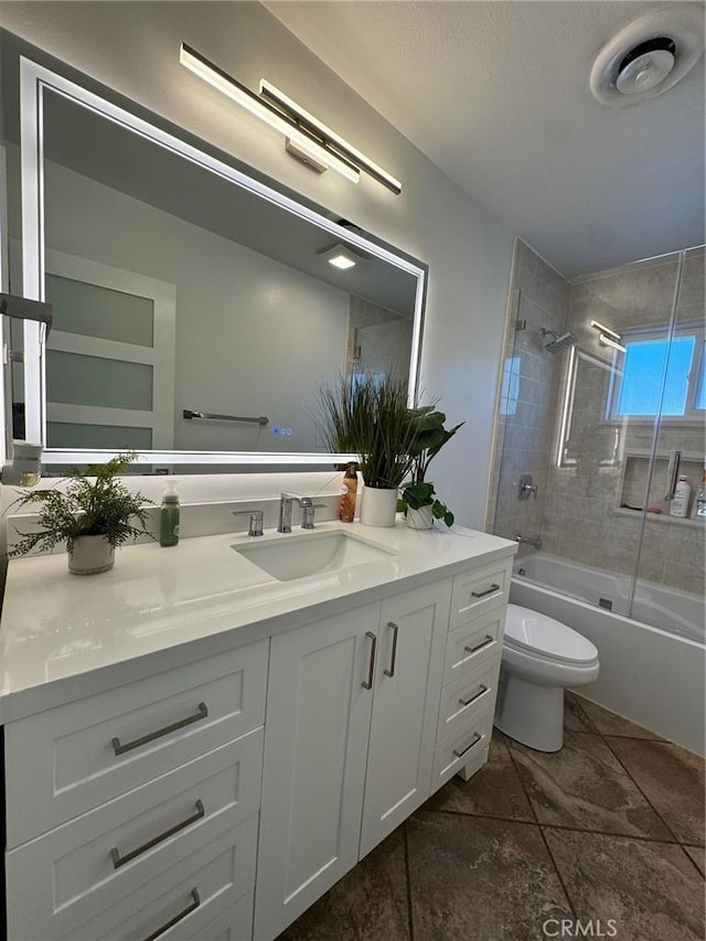 11901 Sunset Ridge Dr, Yucaipa, CA 92399 - bathroom featuring toilet, vanity, and shower / bathtub combination