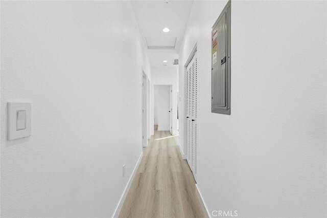 8491 Emerado Pl, Westminster, CA 92683 - corridor with recessed lighting, light wood-style flooring, visible vents, and baseboards