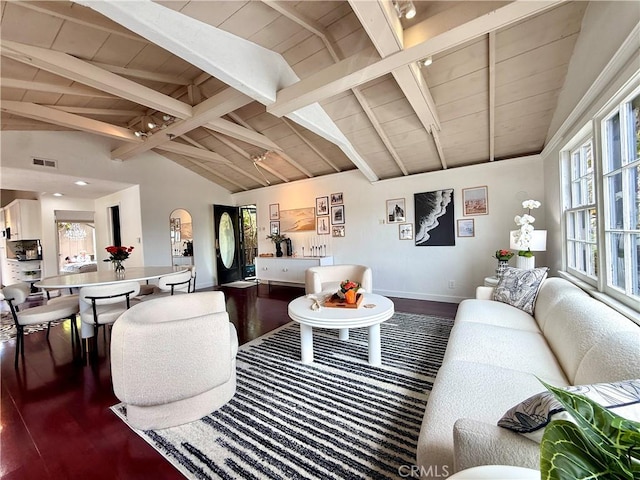 1056 Glenneyre St, Laguna Beach, CA 92651 - living area with wood finished floors, baseboards, and wood ceiling