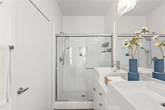 5643 Cielo Way, Los Angeles, CA 90028 - full bathroom featuring double vanity and a shower stall