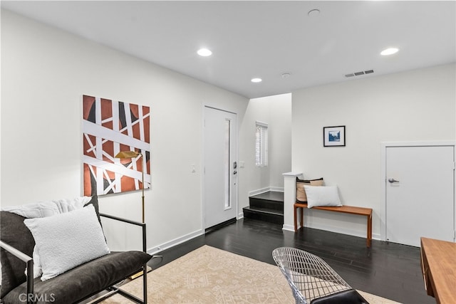 5643 Cielo Way, Los Angeles, CA 90028 - entrance foyer featuring recessed lighting, dark wood finished floors, stairs, and baseboards