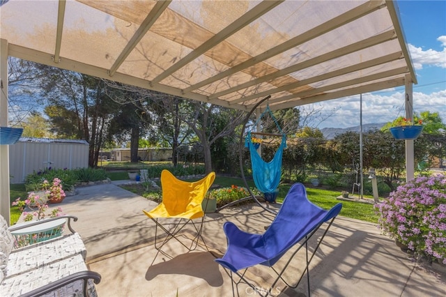 266 N 14th St, Banning, CA 92220 - view of patio / terrace with a pergola and an outdoor structure