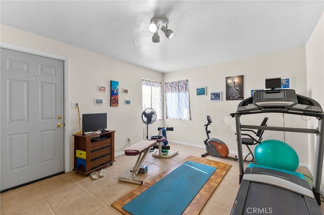 266 N 14th St, Banning, CA 92220 - workout area with tile patterned flooring and baseboards