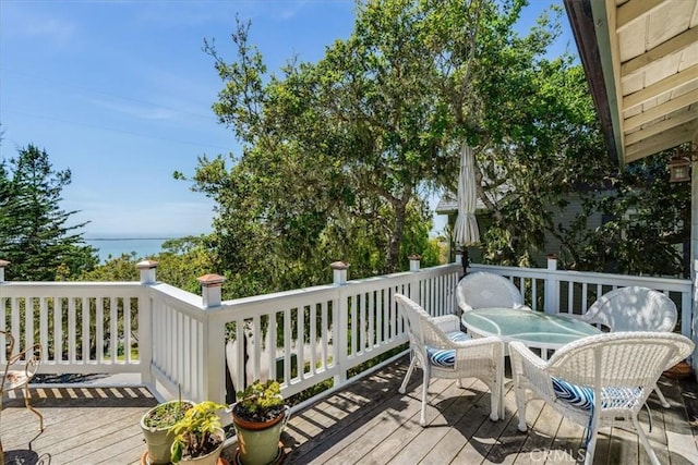 2180 Benson Ave, Cambria, CA 93428 - wooden deck with outdoor dining area