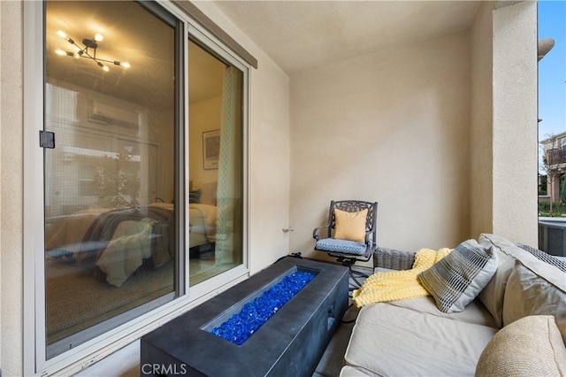 balcony with a fire pit