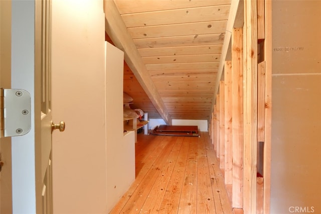 additional living space featuring wooden ceiling and light wood finished floors