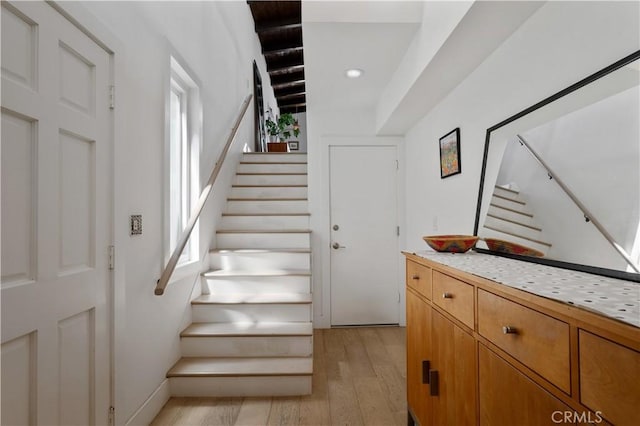 1752 Dixon St, Redondo Beach, CA 90278 - stairs featuring hardwood / wood-style floors and recessed lighting