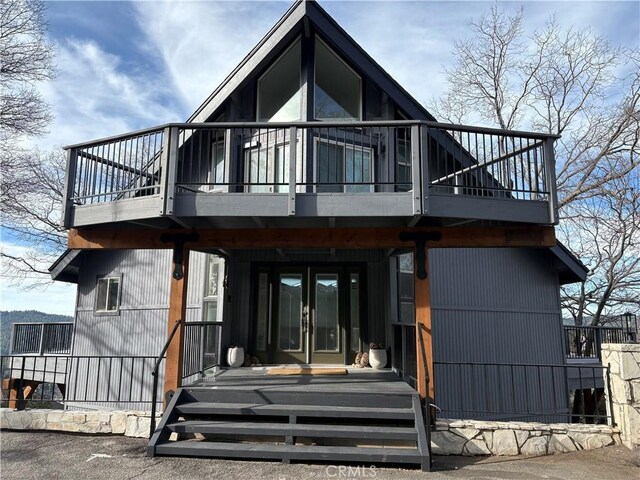27637 St Bernard Ln, Lake Arrowhead, CA 92352 - back of house featuring french doors