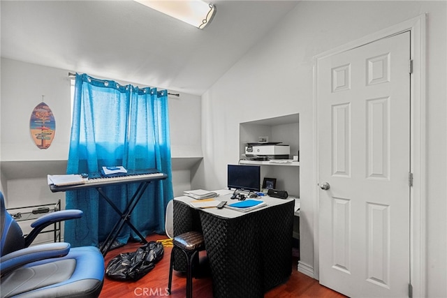 2619 Trinity St, Los Angeles, CA 90011 - office with wood finished floors and vaulted ceiling