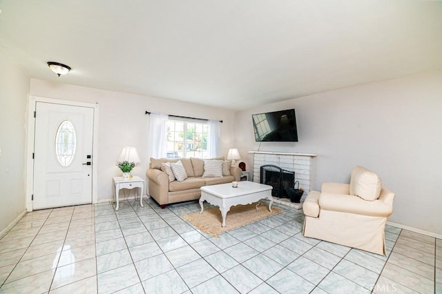 25176 Silent Creek Rd, Moreno Valley, CA 92553 - living room with a fireplace and baseboards