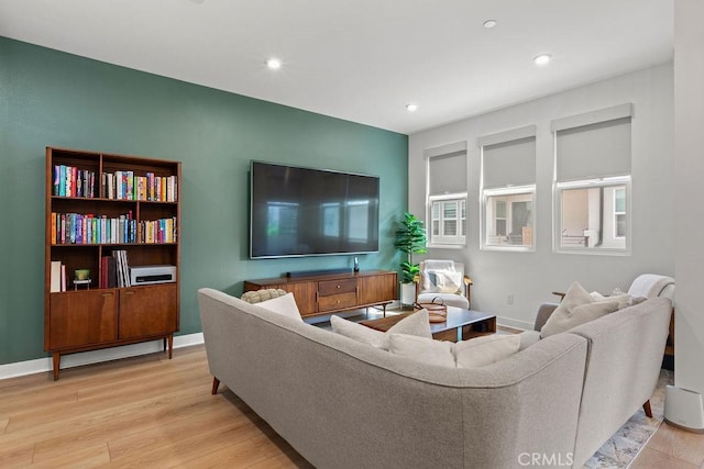 1707 W Bushell, Anaheim, CA 92805 - living room with baseboards, light wood-type flooring, and recessed lighting