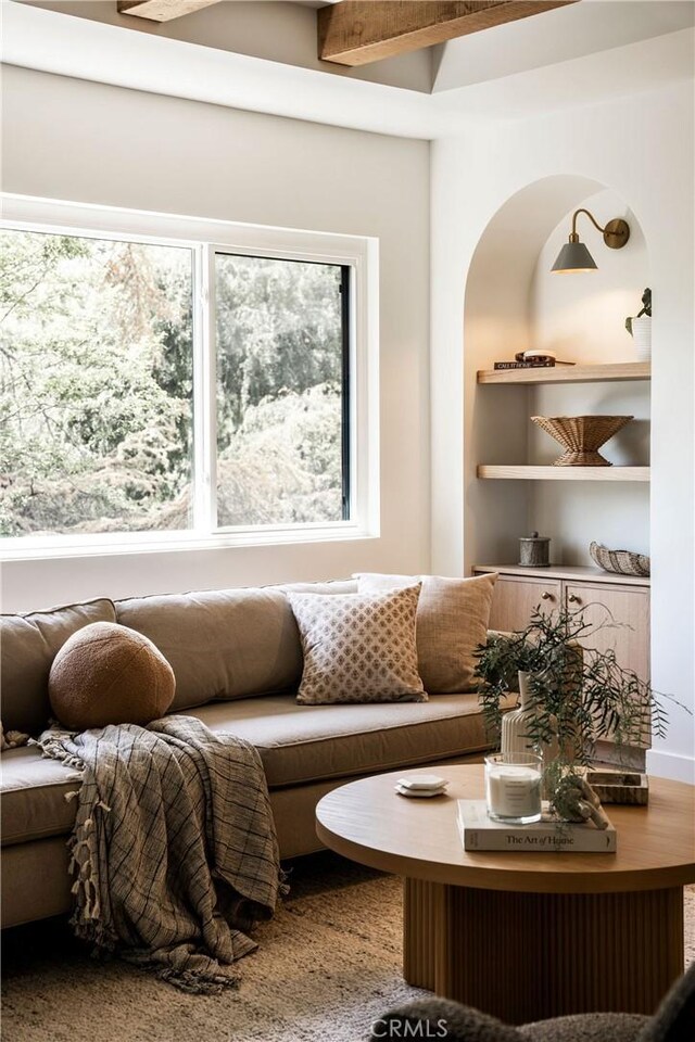 521 Fremont Dr, Pasadena, CA 91103 - living area featuring beam ceiling