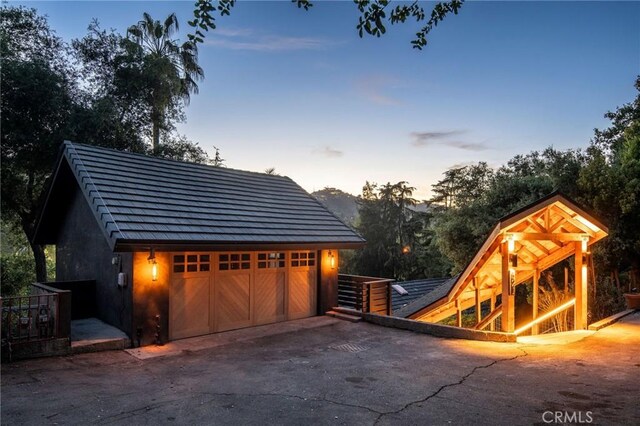 521 Fremont Dr, Pasadena, CA 91103 - garage at dusk featuring a detached garage