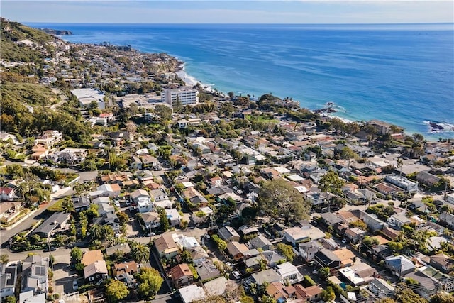 bird's eye view with a residential view and a water view