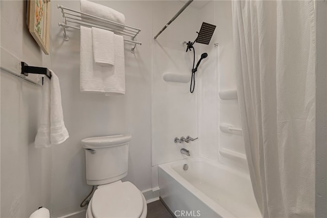 411 A St, Orland, CA 95963 - full bathroom with toilet, baseboards, and shower / bath combination with curtain