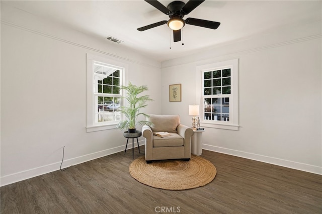 411 A St, Orland, CA 95963 - living area featuring wood finished floors, baseboards, and a ceiling fan
