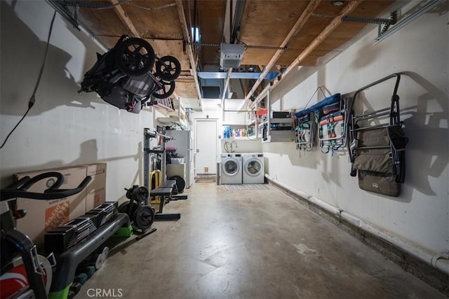 interior space with separate washer and dryer and a garage