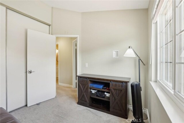 interior space with carpet floors, baseboards, and a healthy amount of sunlight