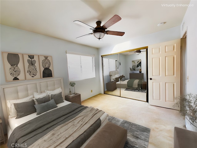 17346 Cold Spring Cir, Riverside, CA 92503 - bedroom featuring a closet, ceiling fan, and carpet