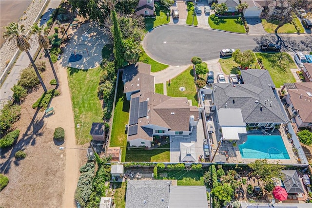 bird's eye view with a residential view