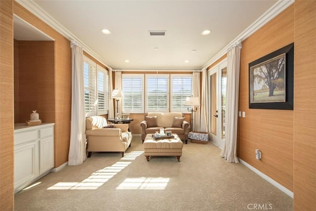 interior space featuring visible vents, french doors, and plenty of natural light