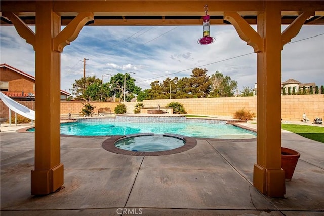 39356 Nicole Dr, Palmdale, CA 93551 - view of pool featuring a patio, a fenced backyard, and a water slide