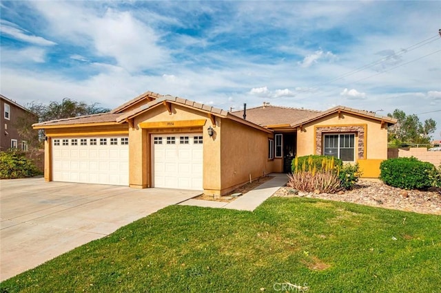 39356 Nicole Dr, Palmdale, CA 93551 - single story home featuring a front yard, a garage, a tile roof, concrete driveway, and stucco siding