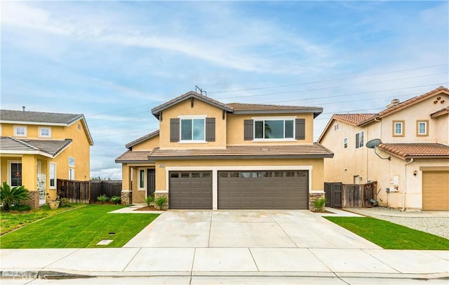 29605 Camino Cristal, Menifee, CA 92584 - view of front of property with fence, stucco siding, an attached garage, driveway, and a front yard