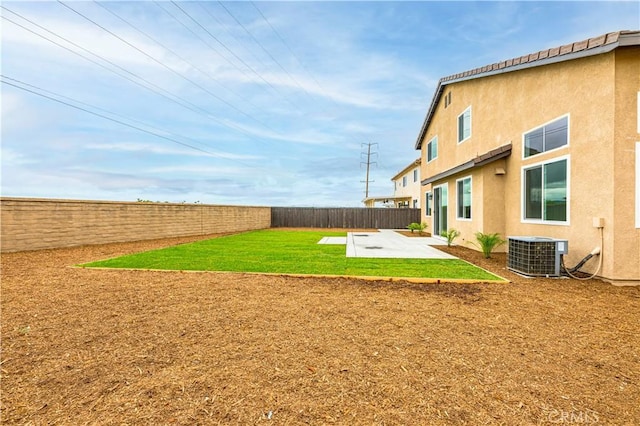 29605 Camino Cristal, Menifee, CA 92584 - view of yard featuring a fenced backyard, cooling unit, and a patio