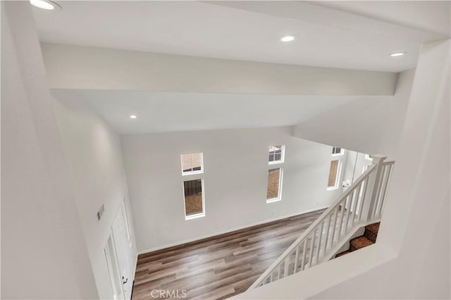 29605 Camino Cristal, Menifee, CA 92584 - interior space featuring recessed lighting, wood finished floors, baseboards, and stairway