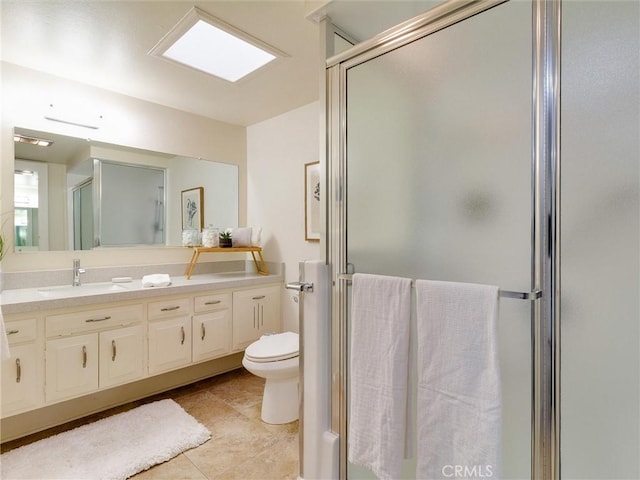 13061 Oak Hill Dr Unit 221B, Seal Beach, CA 90740 - full bathroom featuring tile patterned floors, toilet, vanity, and a stall shower