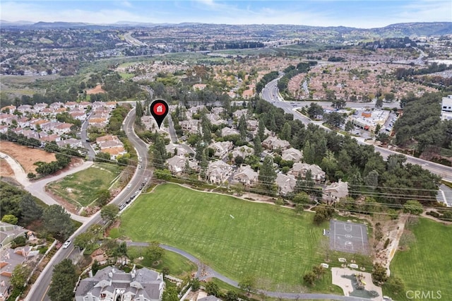 bird's eye view with a residential view and a mountain view