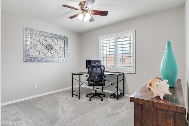 17963 Passionflower Ln, San Bernardino, CA 92407 - carpeted home office with baseboards and ceiling fan