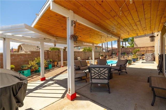 29465 Siderite Cir, Menifee, CA 92584 - fenced backyard featuring a patio and outdoor lounge area