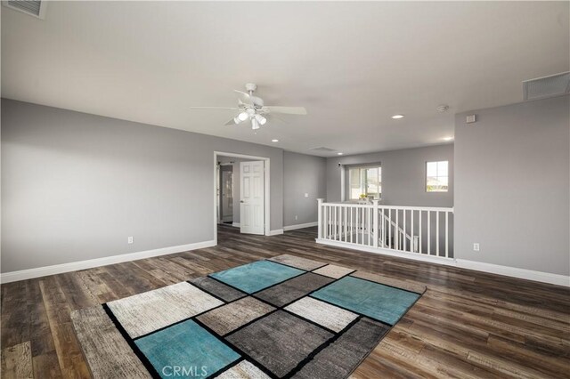 29465 Siderite Cir, Menifee, CA 92584 - unfurnished room featuring a ceiling fan, wood finished floors, baseboards, and recessed lighting