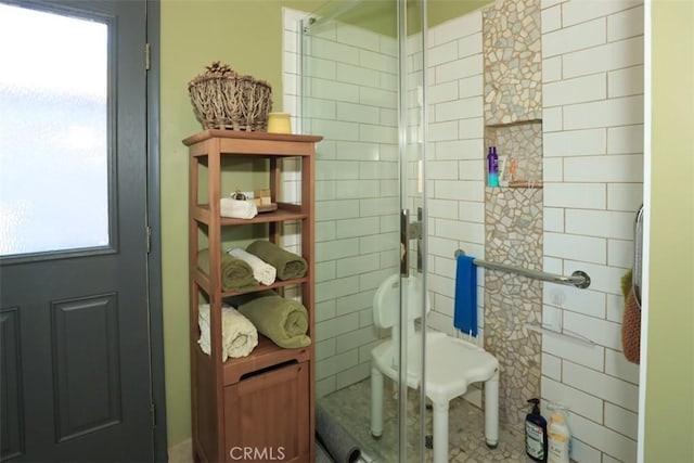 631 Vista Ave, Sugarloaf, CA 92386 - full bathroom featuring a healthy amount of sunlight and a stall shower