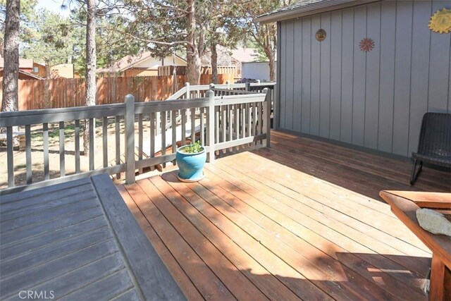 631 Vista Ave, Sugarloaf, CA 92386 - wooden deck with a fenced backyard