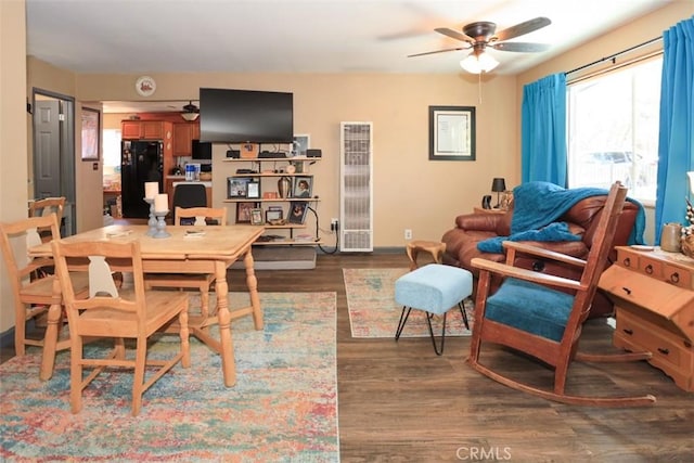 631 Vista Ave, Sugarloaf, CA 92386 - dining area featuring a ceiling fan and wood finished floors