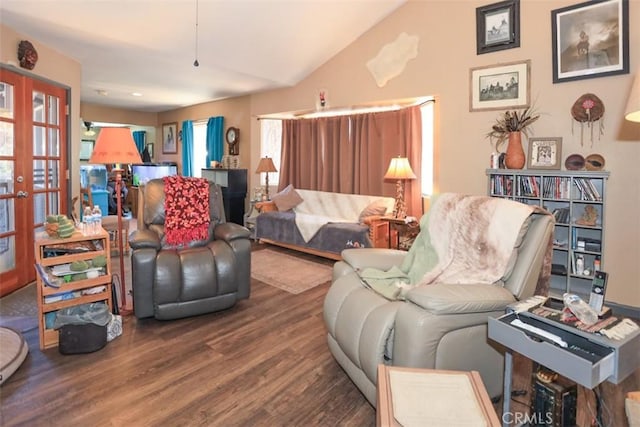 631 Vista Ave, Sugarloaf, CA 92386 - living area with french doors and wood finished floors