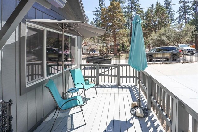 631 Vista Ave, Sugarloaf, CA 92386 - wooden terrace featuring fence