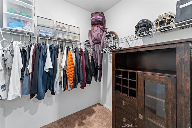 spacious closet featuring carpet flooring