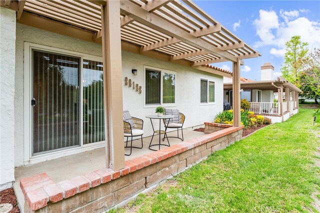 28133 Espinoza, Mission Viejo, CA 92692 - exterior space featuring a pergola, a yard, and stucco siding