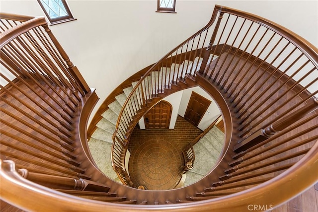 stairs with a high ceiling